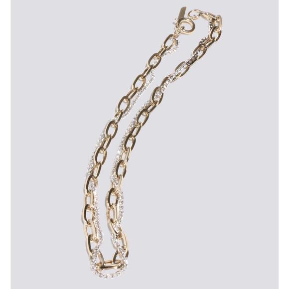 EUC Justine Clenquet Kirsten Necklace Two-Tone Layered Chain Crystal Gold Silver - Picture 8 of 16